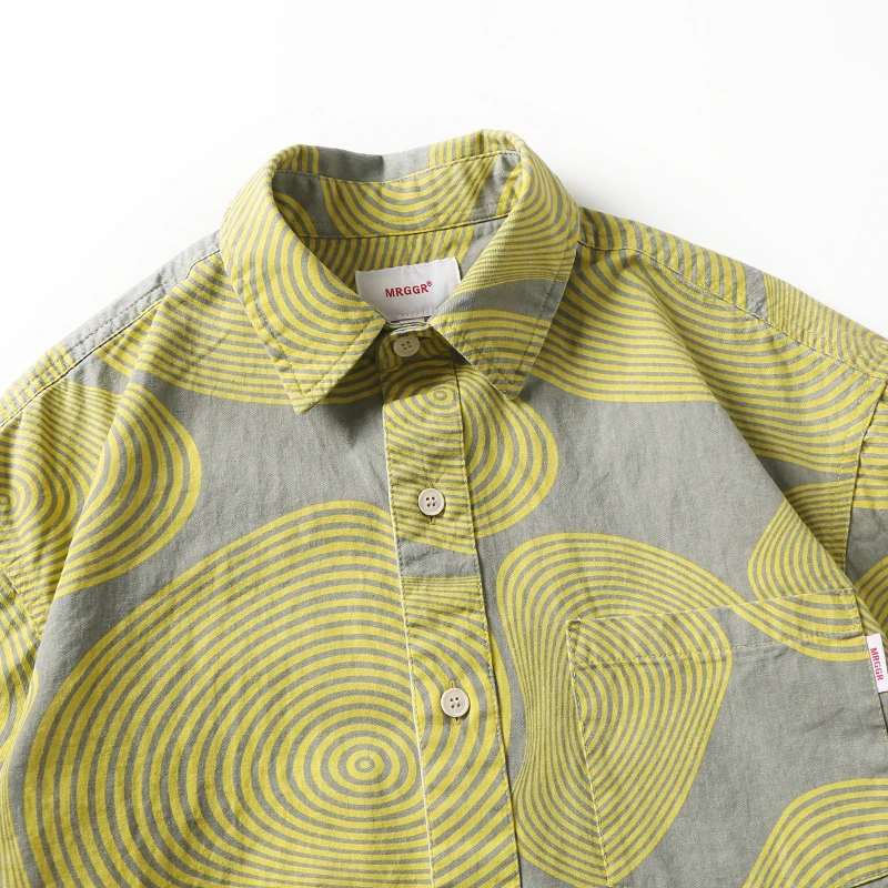 Vintage printed skateboard series short-sleeved shirt, Japanese summer wide edition casual shirt