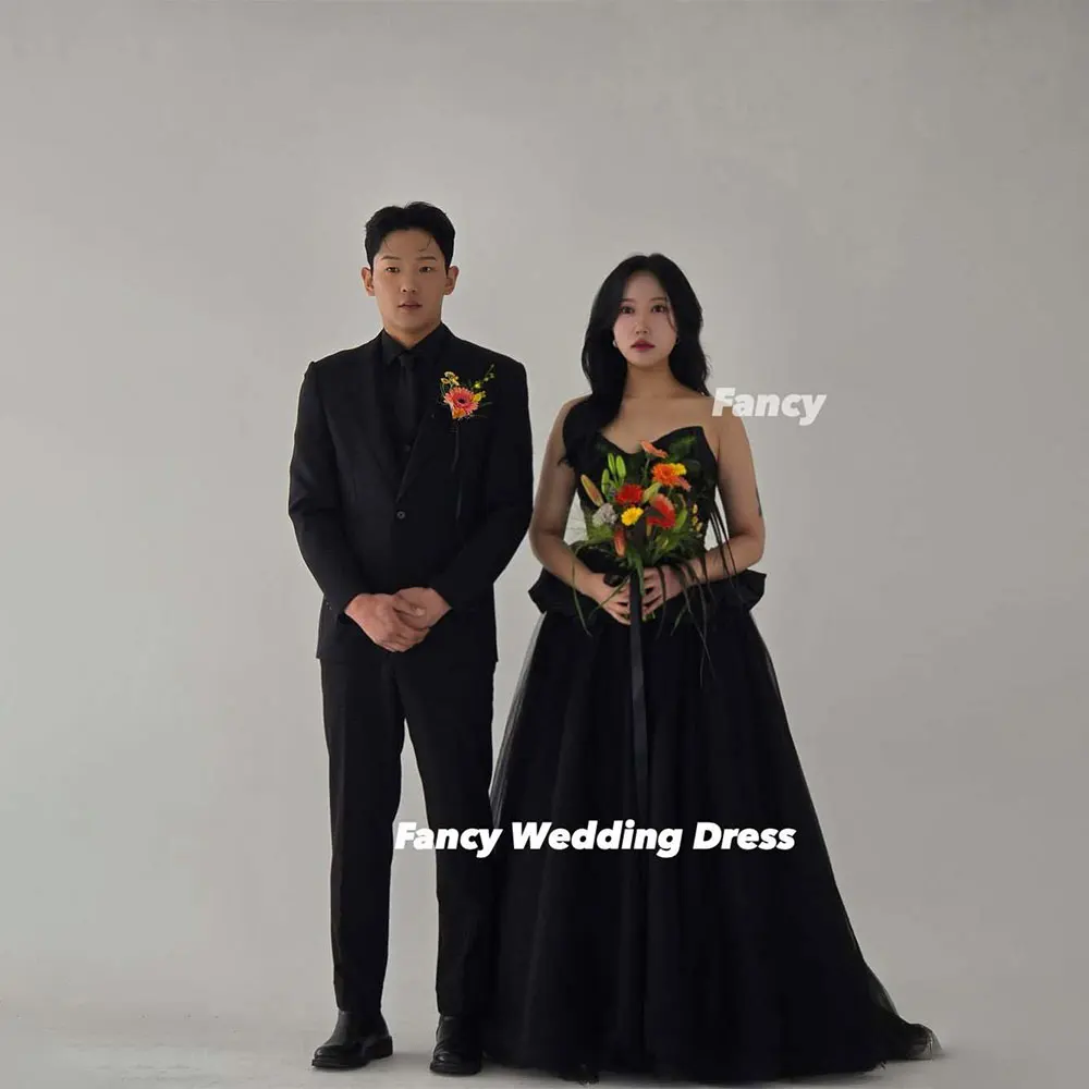 Fancy Simple V Neck Korea Wedding Dress Photo Shoot Soft Tulle Bridal Gown Back Corset Evening Dresses Customized