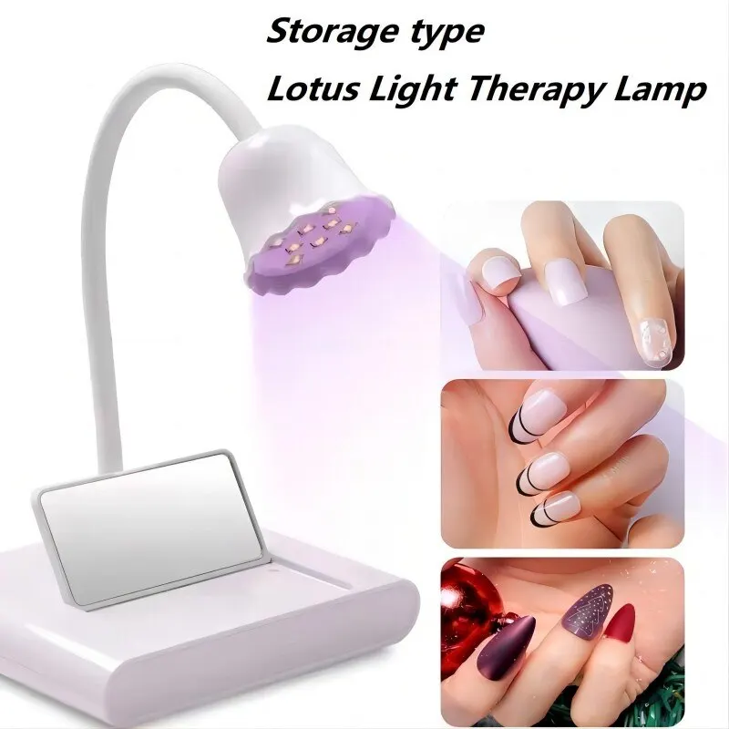 Rechargeable Lotus Mini Nail Dryer LED Lamp Gooseneck RotatableUV Light Polish Gel Curing Machine Light Therapy Lamp