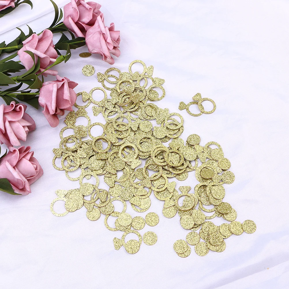 

300 Pcs Confetti for Birthday Ring Scattering Foil Dots Golden Rings Shape Bride