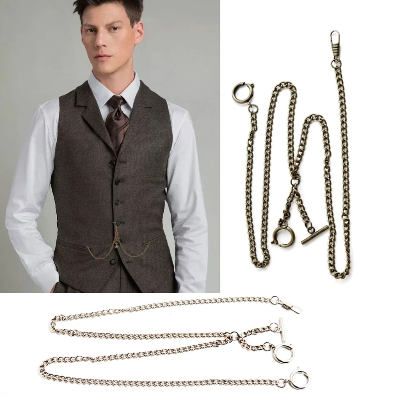 Pocket Watch Double Albert Chain T-Bar Watch Chain Link Fashion Accessories F3MD