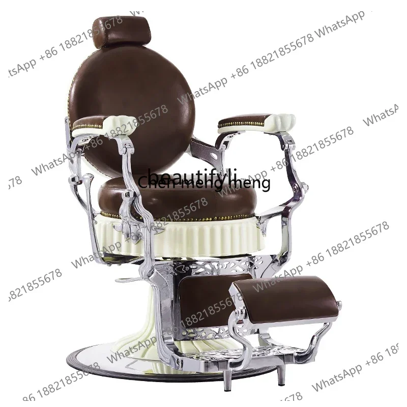 ss 26 Oil Head Chair Hair Salon Shaving and Trimming Side Lying American Retro Men's for Hair Salon Hair Salon Chair