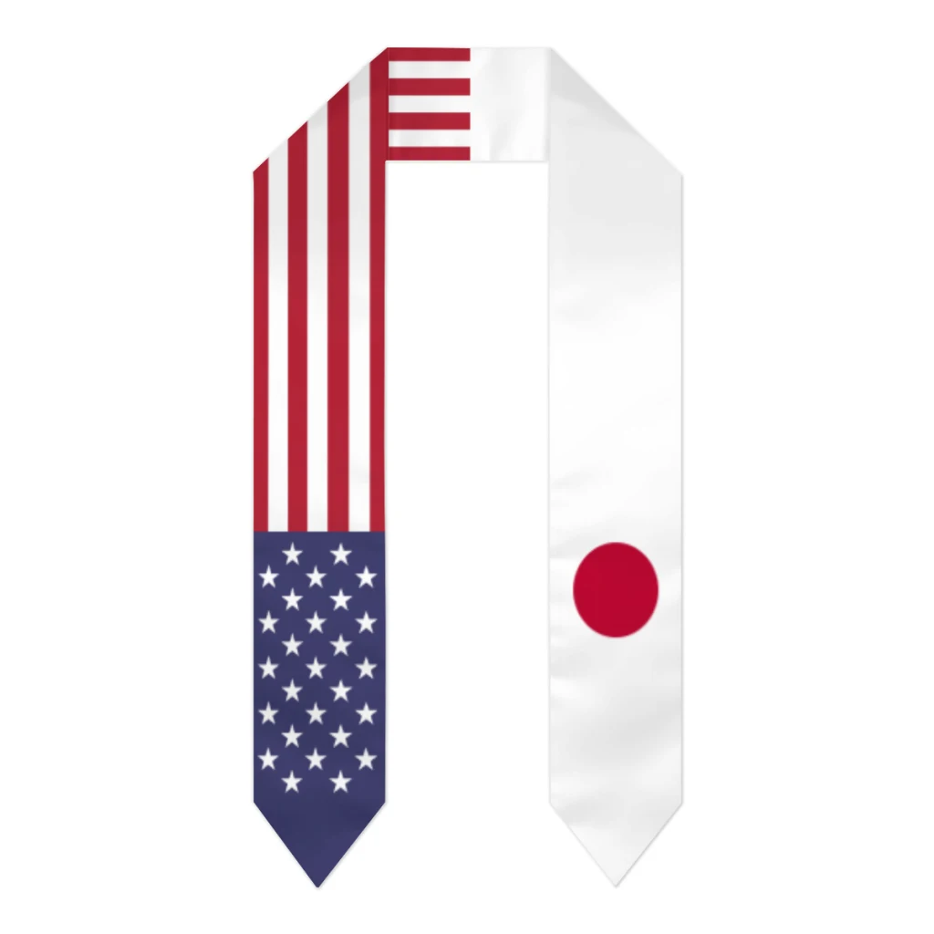 

Graduation Sash Japan & USA United States Flag Stole Shawls Graduate Wraps Scraf International Student Pride Gifts