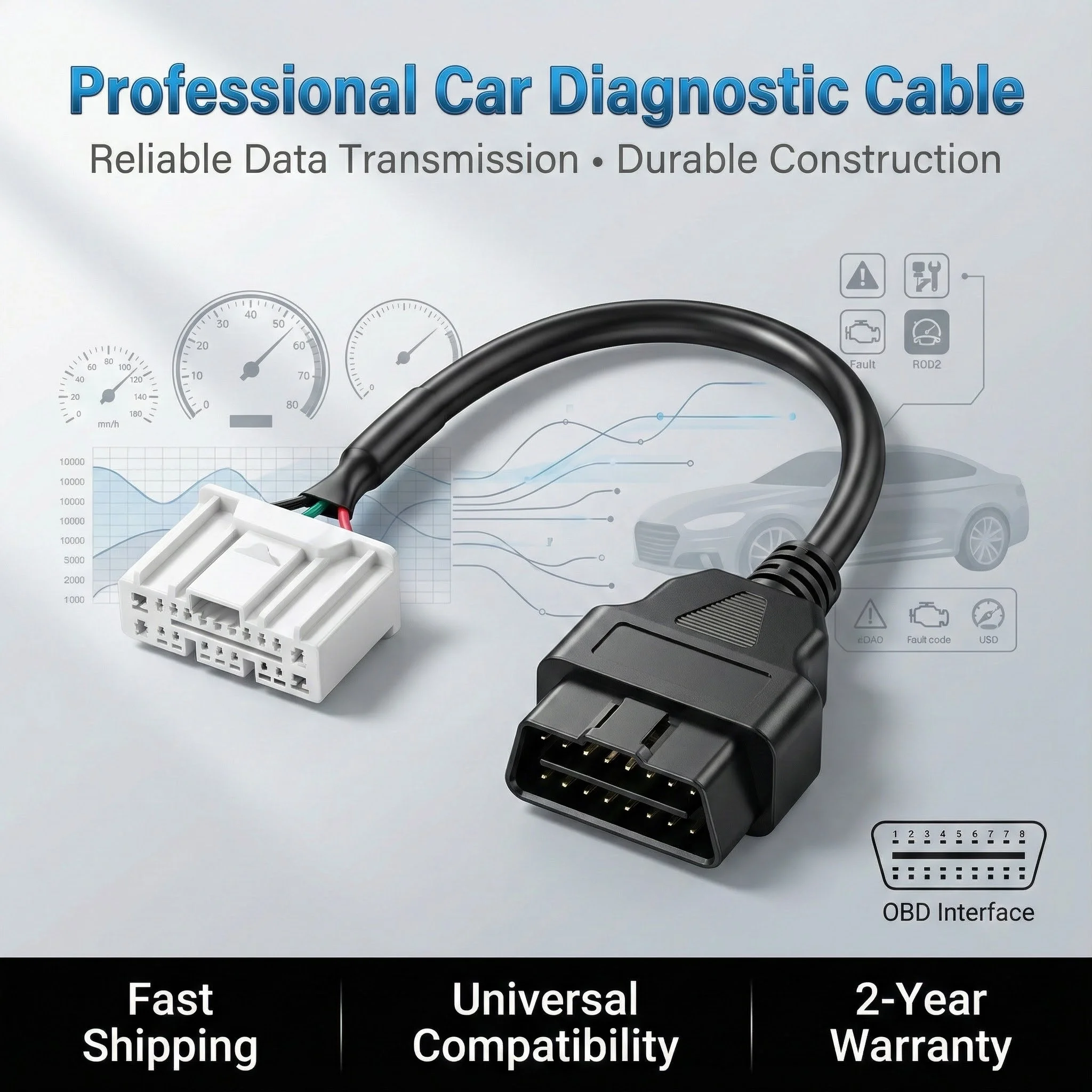 For Tesla OBD2 Adapter Cable 12pin/20pin/26pin Optional Male Female To 16Pin Plug And Play For Model Y X Auto Adapter
