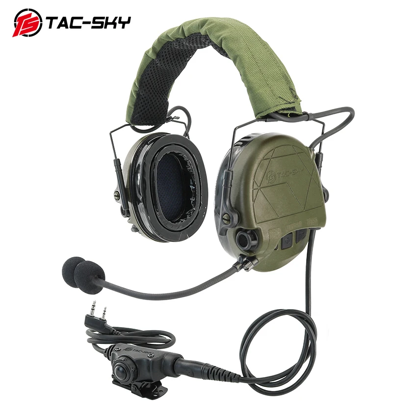 

TS TAC-SKY Tactical Electronic Noise Canceling Pickup Walkie Talkie PTT Headset TAC301 Headset for Hunting Airsoft Shooting