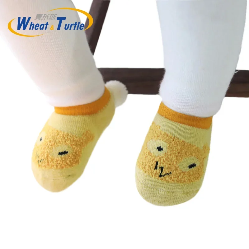 Sweet Cartoon Newborn Baby Socks For Boy Girl Coral Velvet   Warm Winter Anti Slip Carpet  Infant 