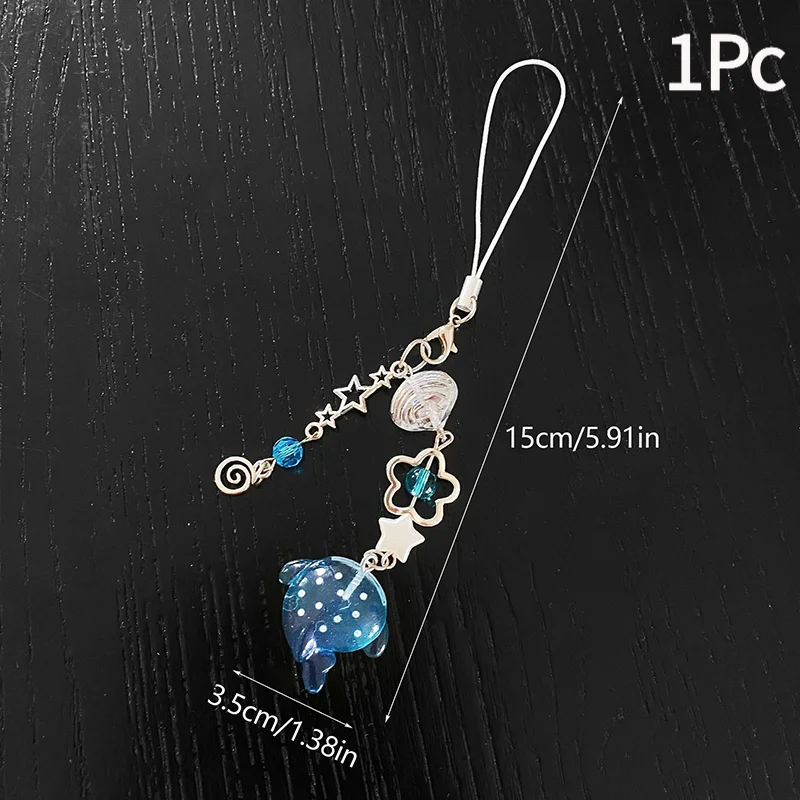 Blue Pink Series Simulation Marine Shark Mobile Phone Chain Handcrafted Beaded Keyring Accessory Fish Charm Aesthetic Y2k Unique
