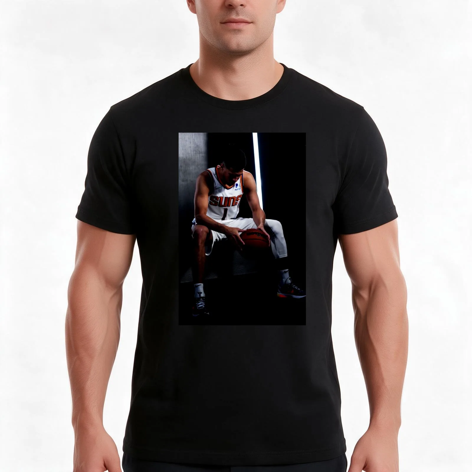 Brooker Focus Before The Game T-Shirt, Summer Casual Cotton Tee, Oversized Streetwear Tops, Vintage Graphic Print, 100% Cotton