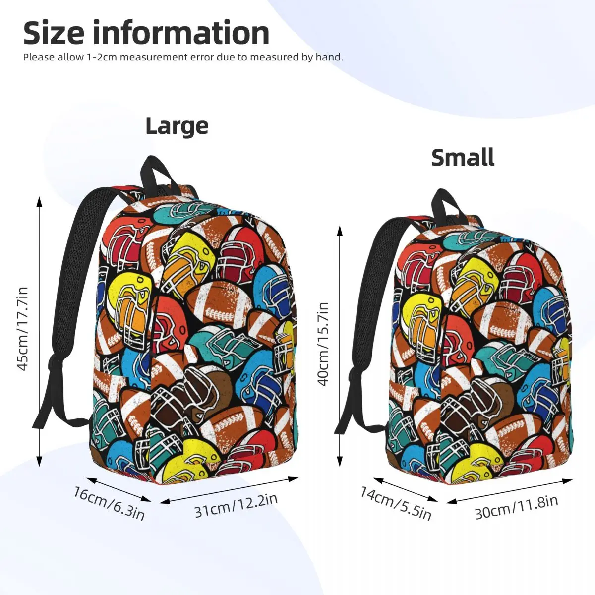 Zaino da Football americano per scuola materna prescolare studente Bookbag Boy Girl Kids Daypack leggero