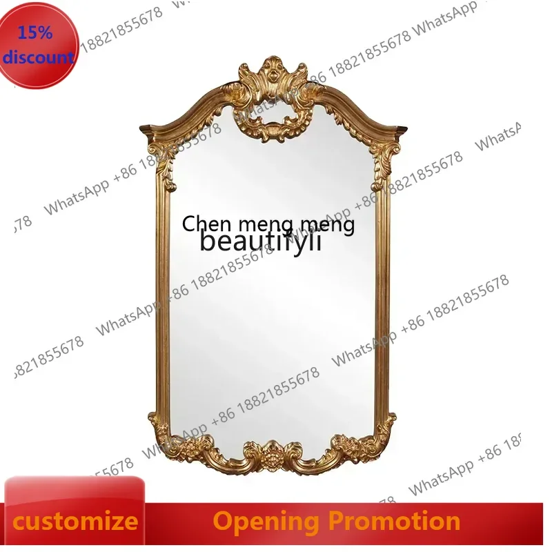 

smt7486 new ssEuropean bathroom mirror carved classical mirror retro decoration makeup custom wall-mounted French bathroom wall