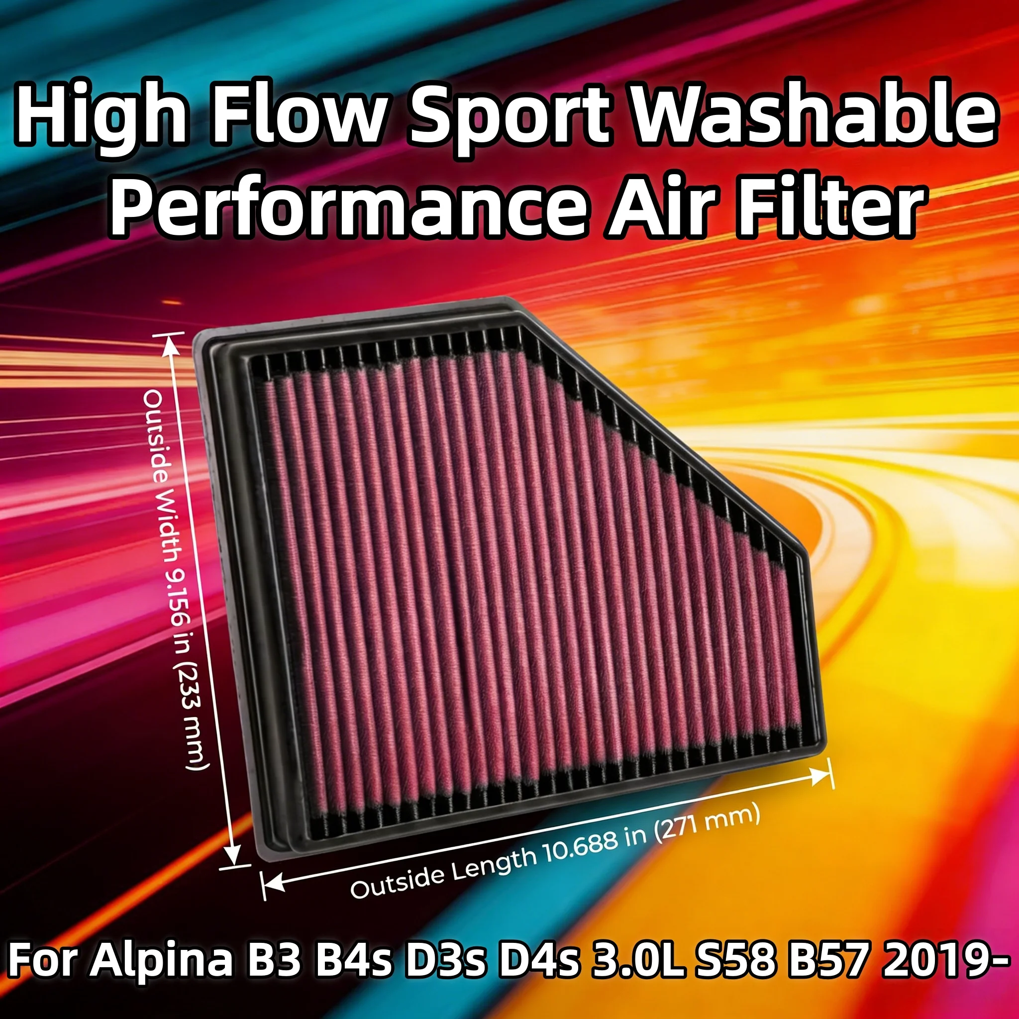 For Alpina B3 B4s D3s D4s 3.0L S58 B57 2019- High Flow Sport Washable Performance Panel Air Filter Intake System Replacement