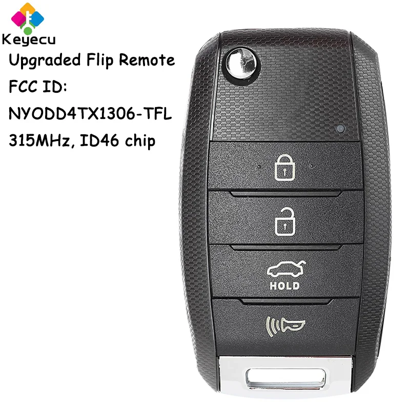 

KEYECU Upgraded Folding Flip Remote Car Key With 4 Buttons 315MHz ID46 Chip for Kia Sportage 2014 2015 Fob FCC: NYODD4TX1306-TFL