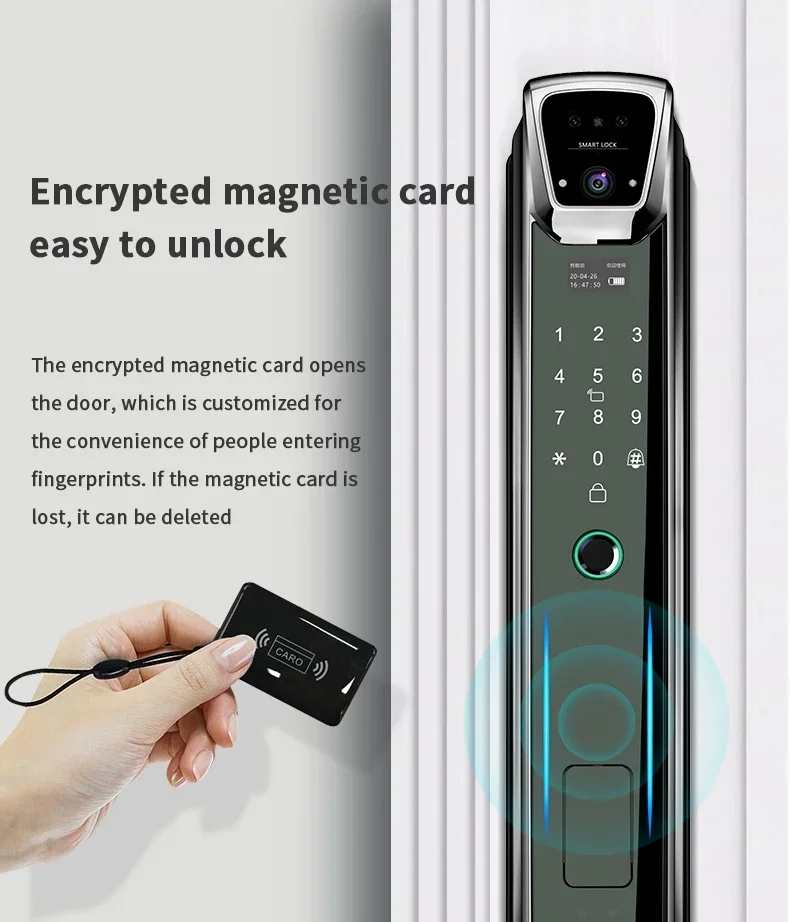 004 3D Face Recognition Fully Automatic Smart Lock WiFi App Fingerprint Keyless Smart Home Door Lock with Camera Video Calling