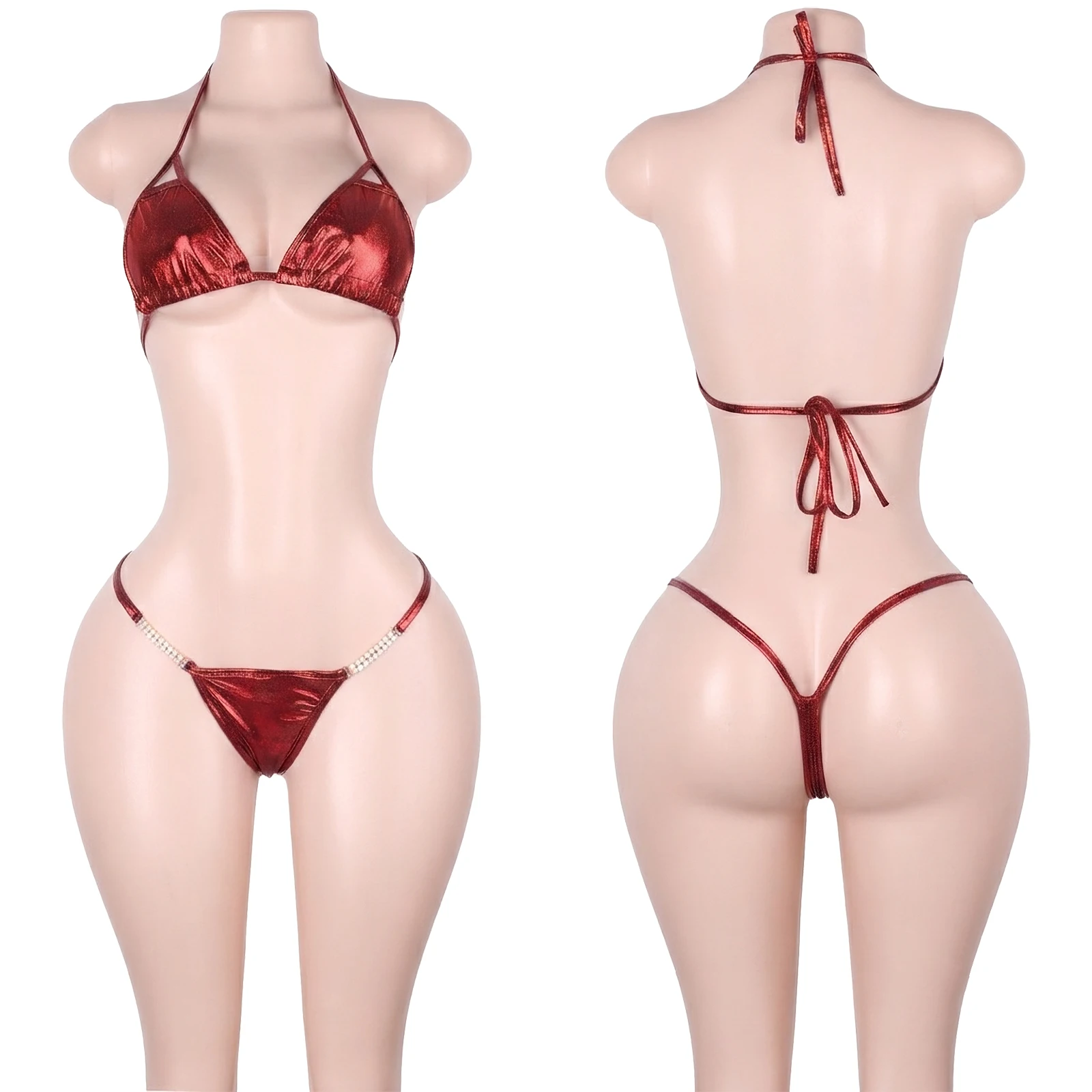 Personalized Logo Exotic Dance Wear Crystal Chain Two-Piece Underwear Sets G-String Nightclub Stage Costumes Apparel