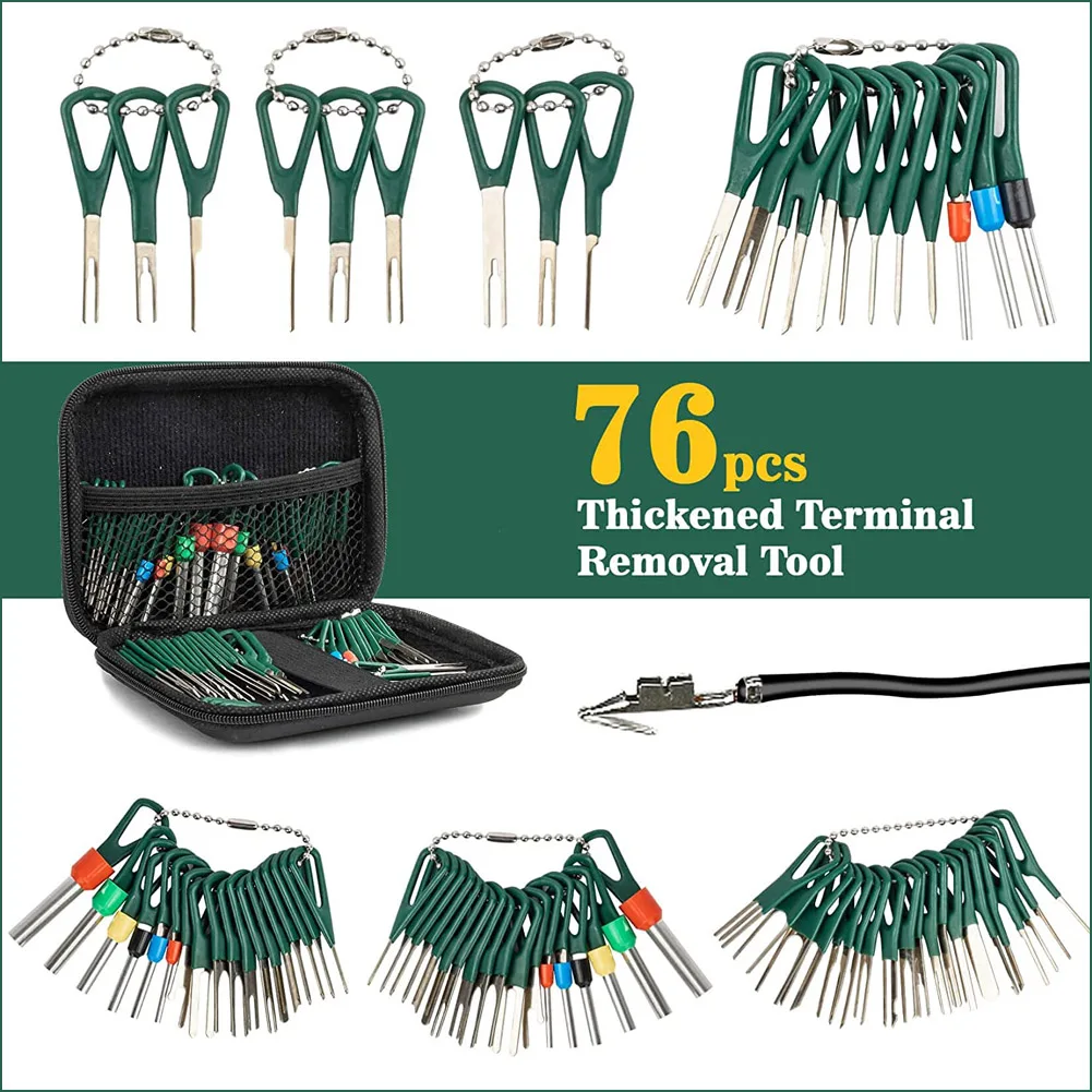 

New 76Pcs Car Terminal Removal Repair Tools Electrical Wiring Crimp Connector Pin Extractor Kit Keys Automotive Plug Pullers