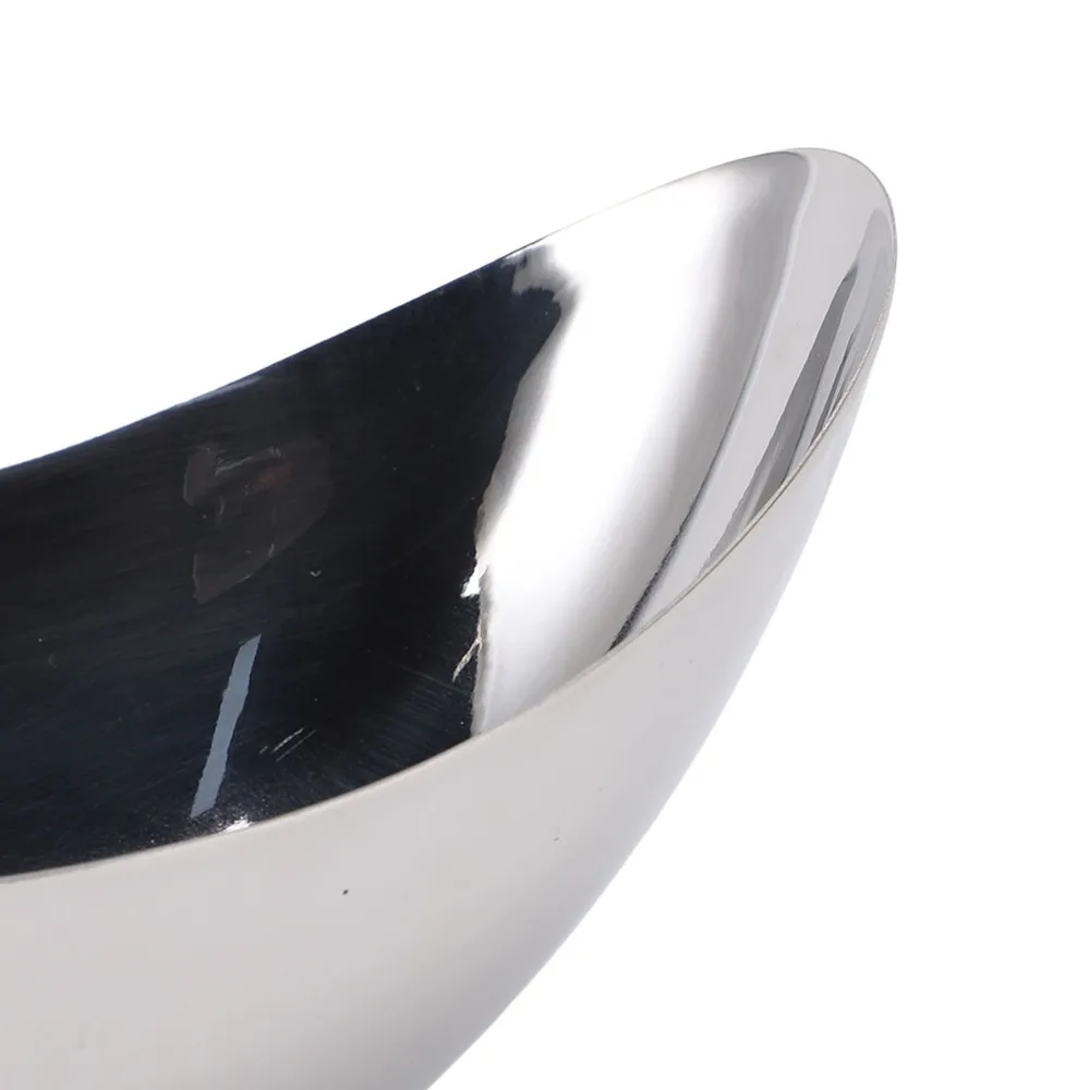 Rustless Steel Ice Cream Bowl Mirror Polished Smooth Pudding Bowl Large Capacity Ingot Curved Outline Fruit Bowl Dining