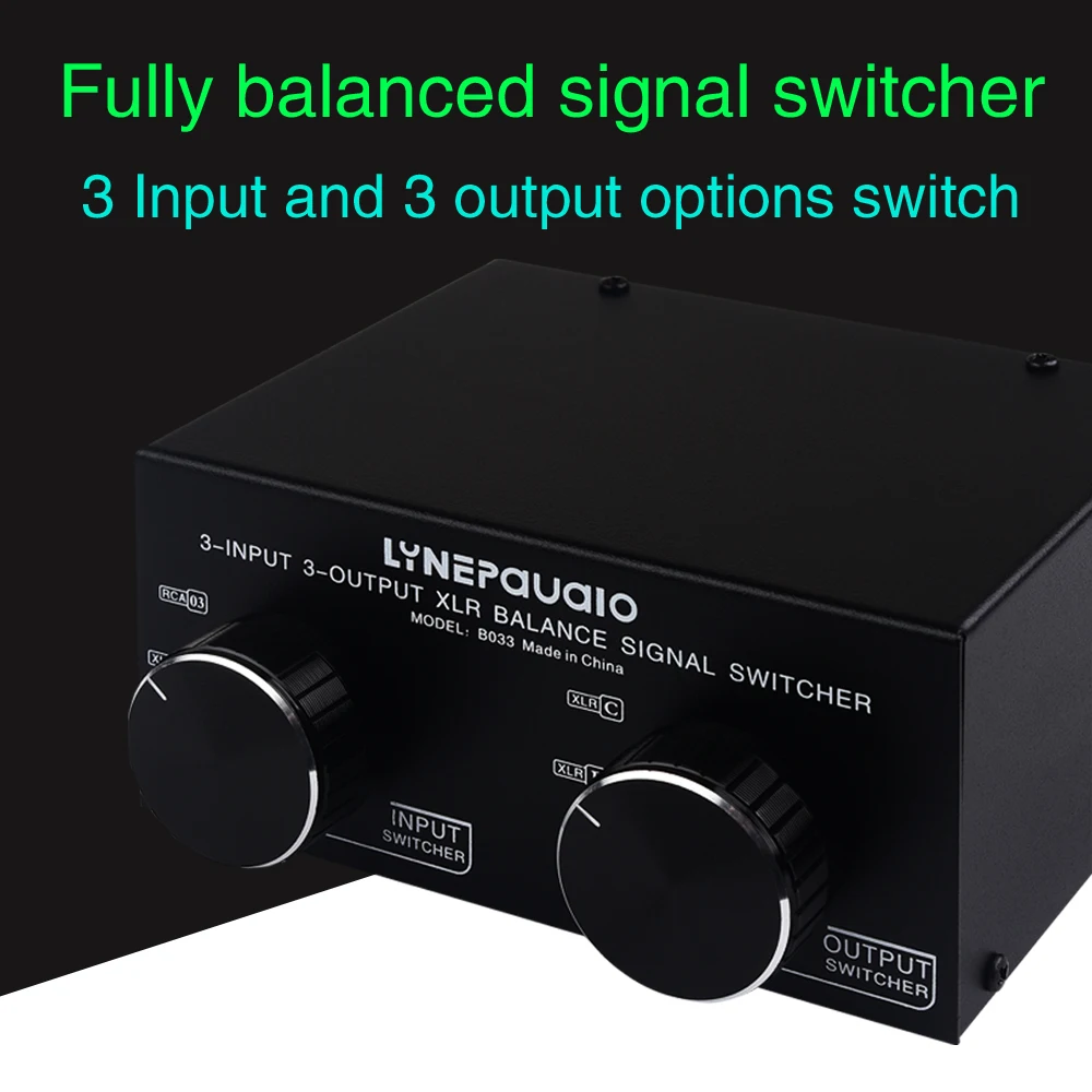 

3-in-3-out fully balanced XLR signal passive stereo switcher balanced and unbalanced audio converter