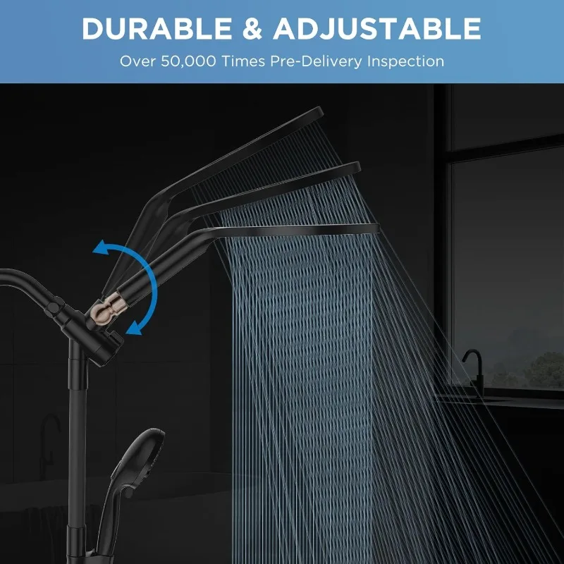 2-in-1 Rain Shower Heads System 8 Inch Rainfall Shower Head and 10 Modes High Pressure Hand Hel