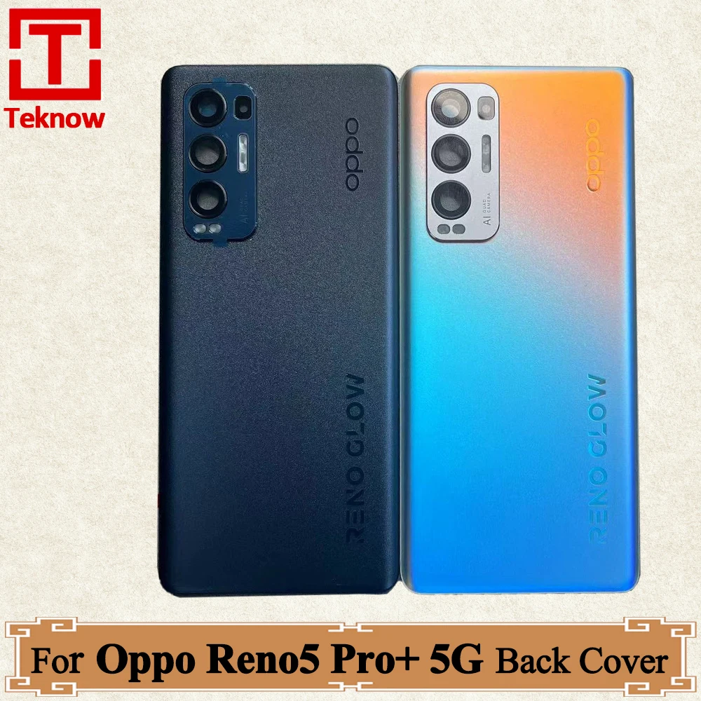 Original New Back Glass For Oppo Reno5 Pro+ 5G Back Battery Cover Rear Door Housing For Reno5 Pro Plus PDRM00 PDRT00 Back Cover