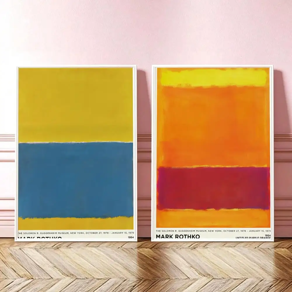 Vintage Minimalist Mark Rothko Canvas Painting Modern Exhibition Poster and Picture Print for Living Room Wall Art Home Decor