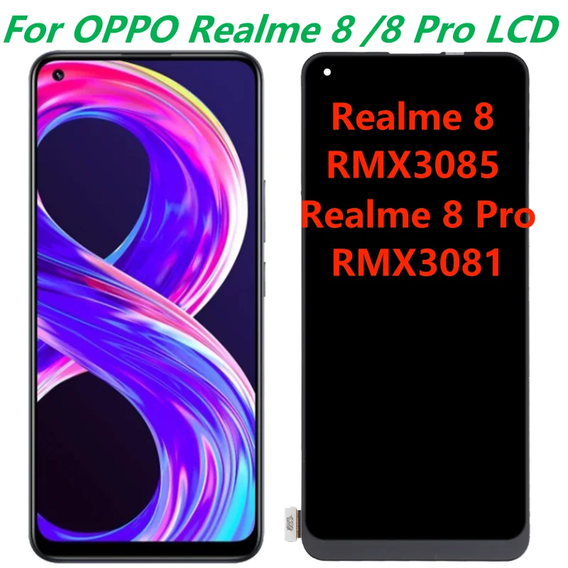 

6.4" Original LCD For OPPO Realme 8 Pro LCD Display Screen Touch Panel Parts Realme 8pro RMX3081 8 RMX3085 Display With Frame