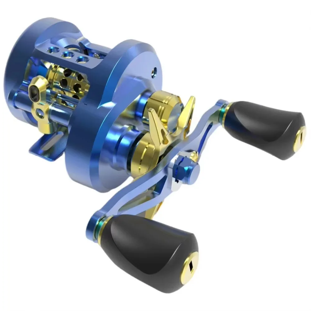 5.3:1 CNC Aluminum Trolling Baitcasting Fishing Reel 1500 Right Hand 4+1BB 8kg Max Drag EVA Handle 310g for Lake River Ocean