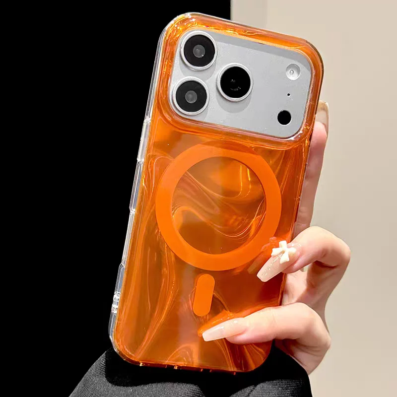 

Water Ripple Pattern Magnetic Case For iPhone 17 Pro Max Wireless Charging Phone Cover For iPhone 16Pro 15Promax Protective Case