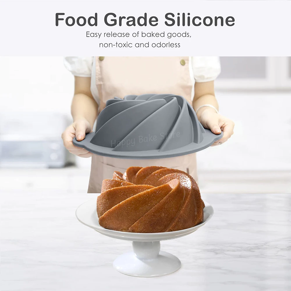 10Inch Chiffon Cake Tray, Non-Stick Silicone Baking Pan with Metal Reinforced Frame More Strength, Dessert Kitchen Accessories