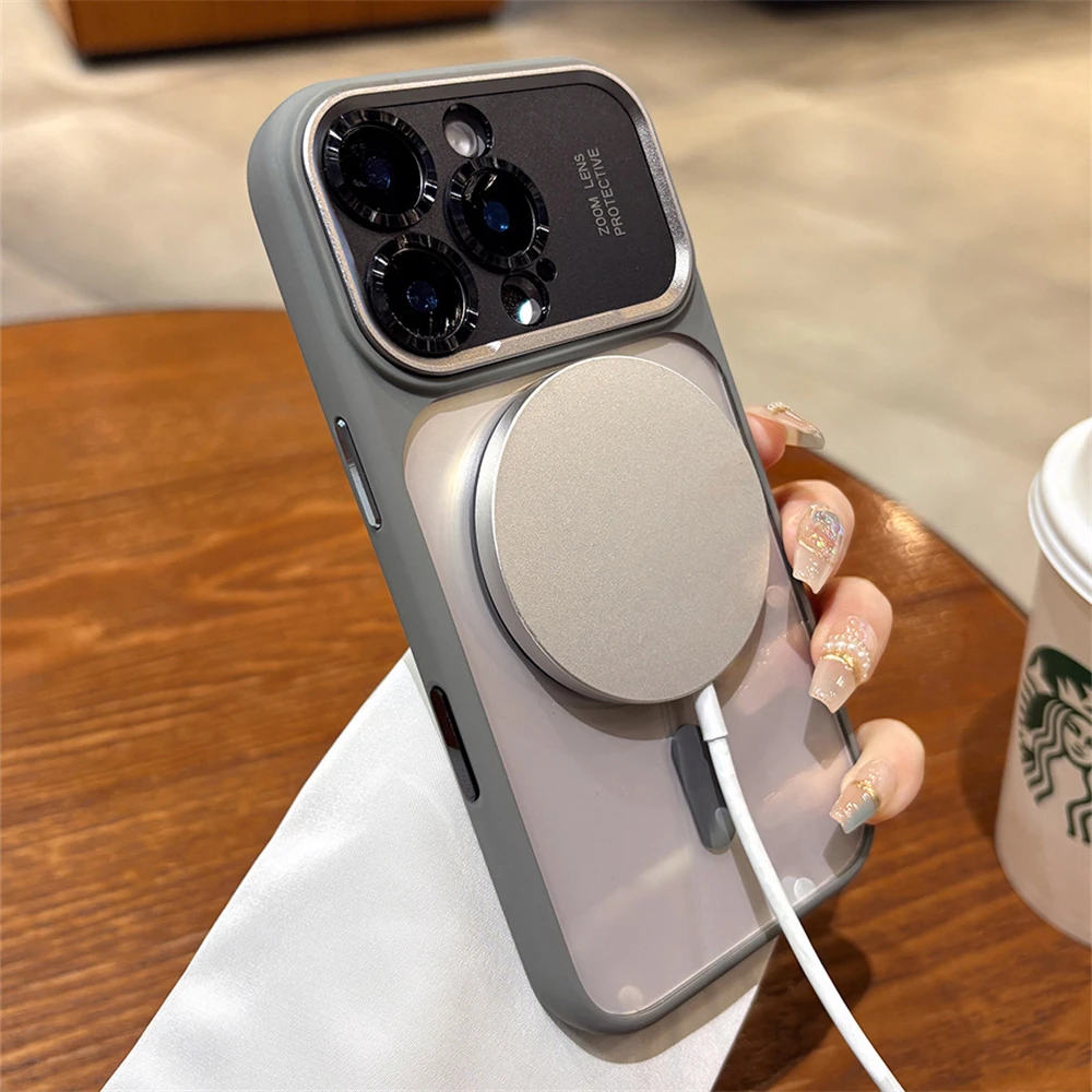 حافظة حماية فاخرة للعدسات المعدنية المغناطيسية لهاتف آيفون 17 16 15 14 13 Pro Max Plus لغطاء شفافة أكريليك Magsafe #5