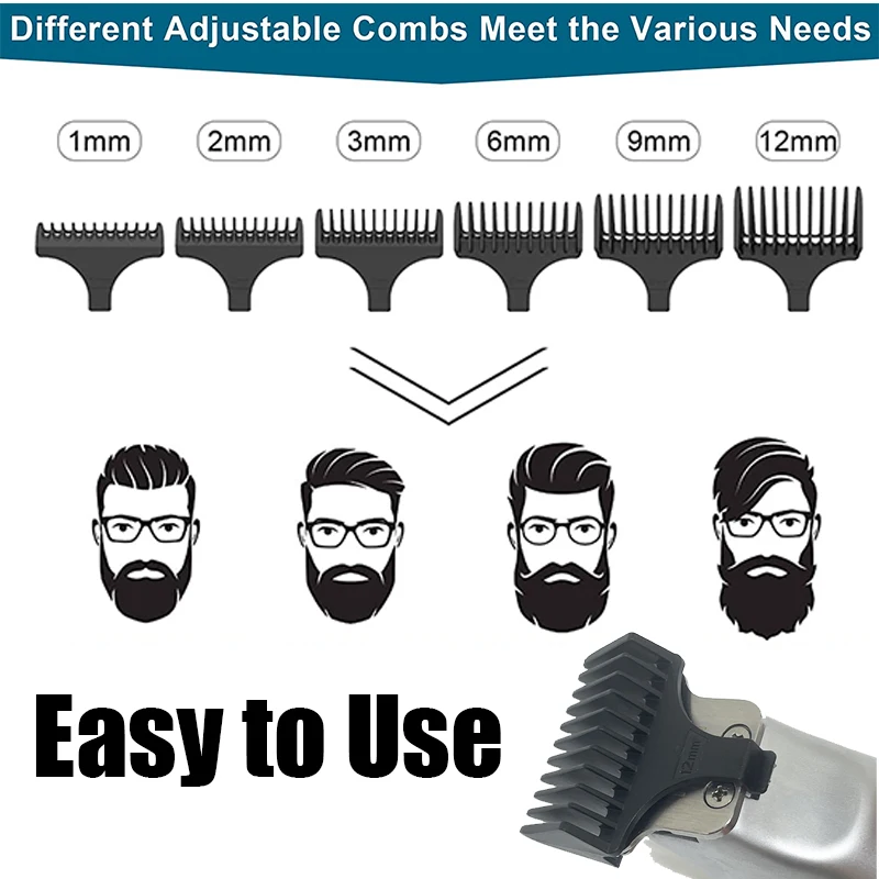 6PCS KM-1949/5027 Hair Clipper Guards Guide Combs Trimmer Cutting Guides Styling Tools Attachment 1mm 2mm 3mm 6mm 9mm 12mm