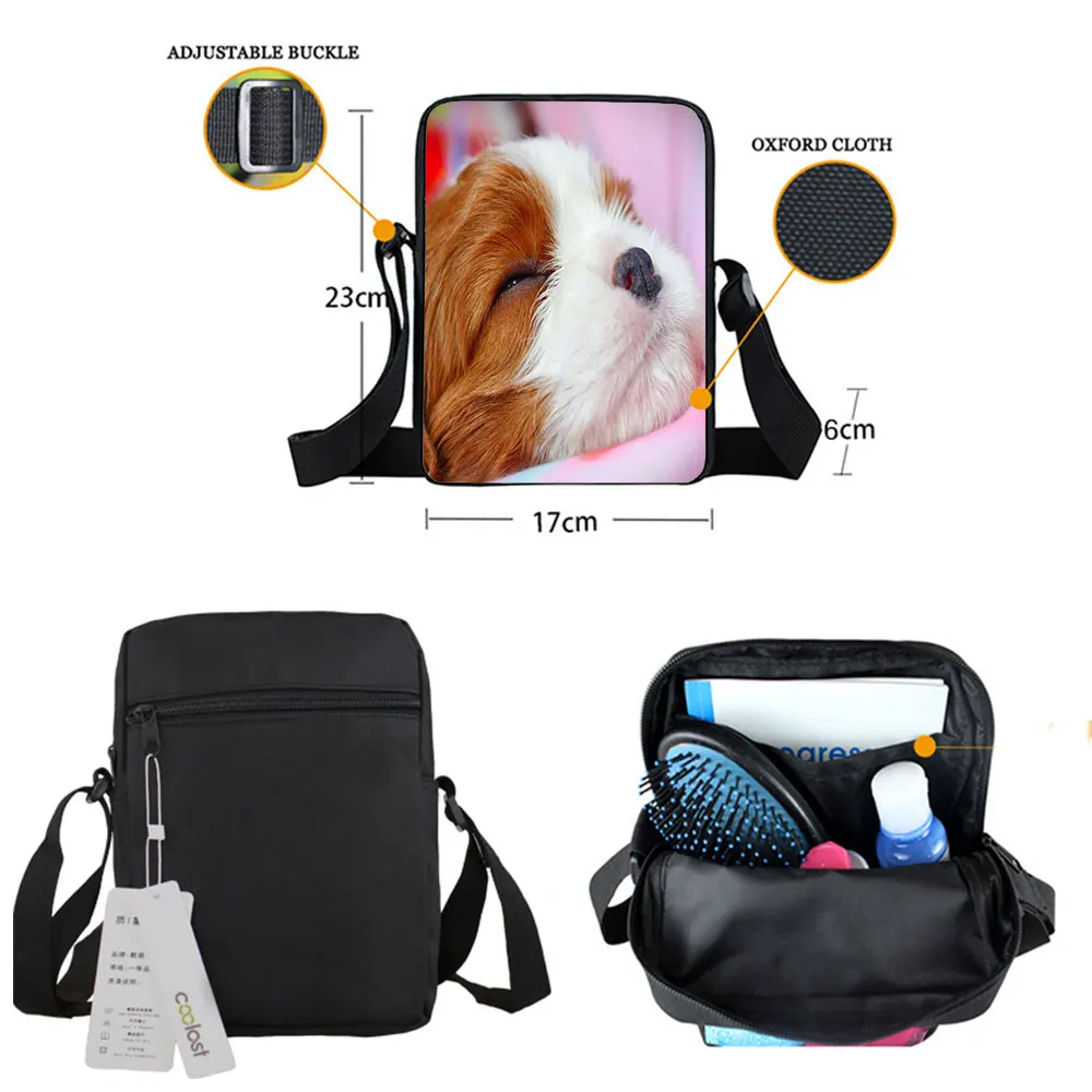 Cute Cavalier King Charles Spaniel Dog Print Crossbody Bag Puppy Spaniels Women Handbag Shoulder Bag Messenger Bag Phone Holder