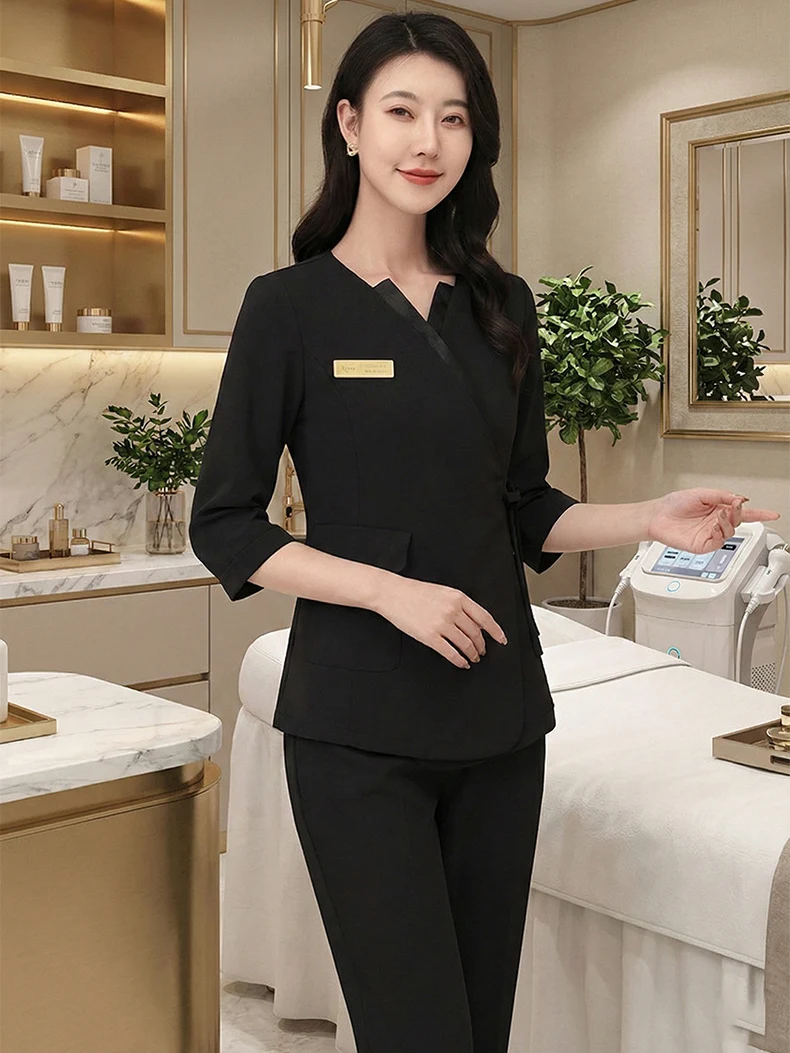 High-End Medical Beauty Uniform Women's Minimalist Skin Management Beauty Therapist Workwear 2026 Autumn New Style Seven-Slee...