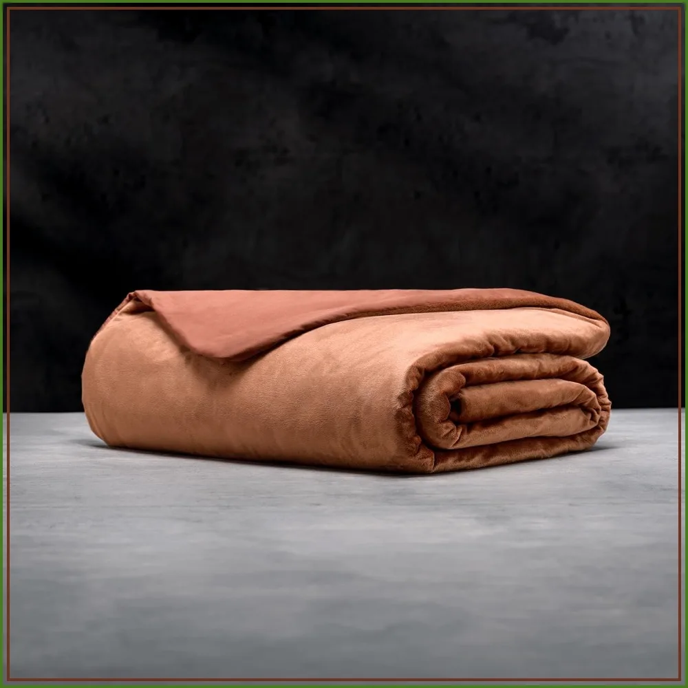 Luxury 15lb Weighted Blanket with Removable Cool & Cozy Cover Full Size 54x72 Clay