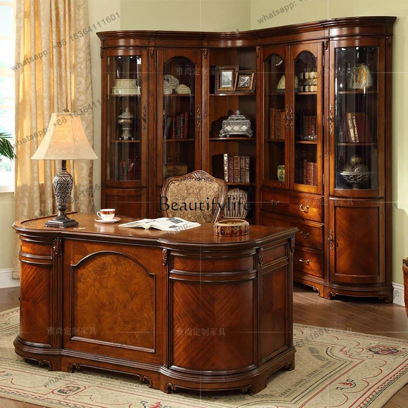

LJYAmerican solid wood desk desk arc European desk