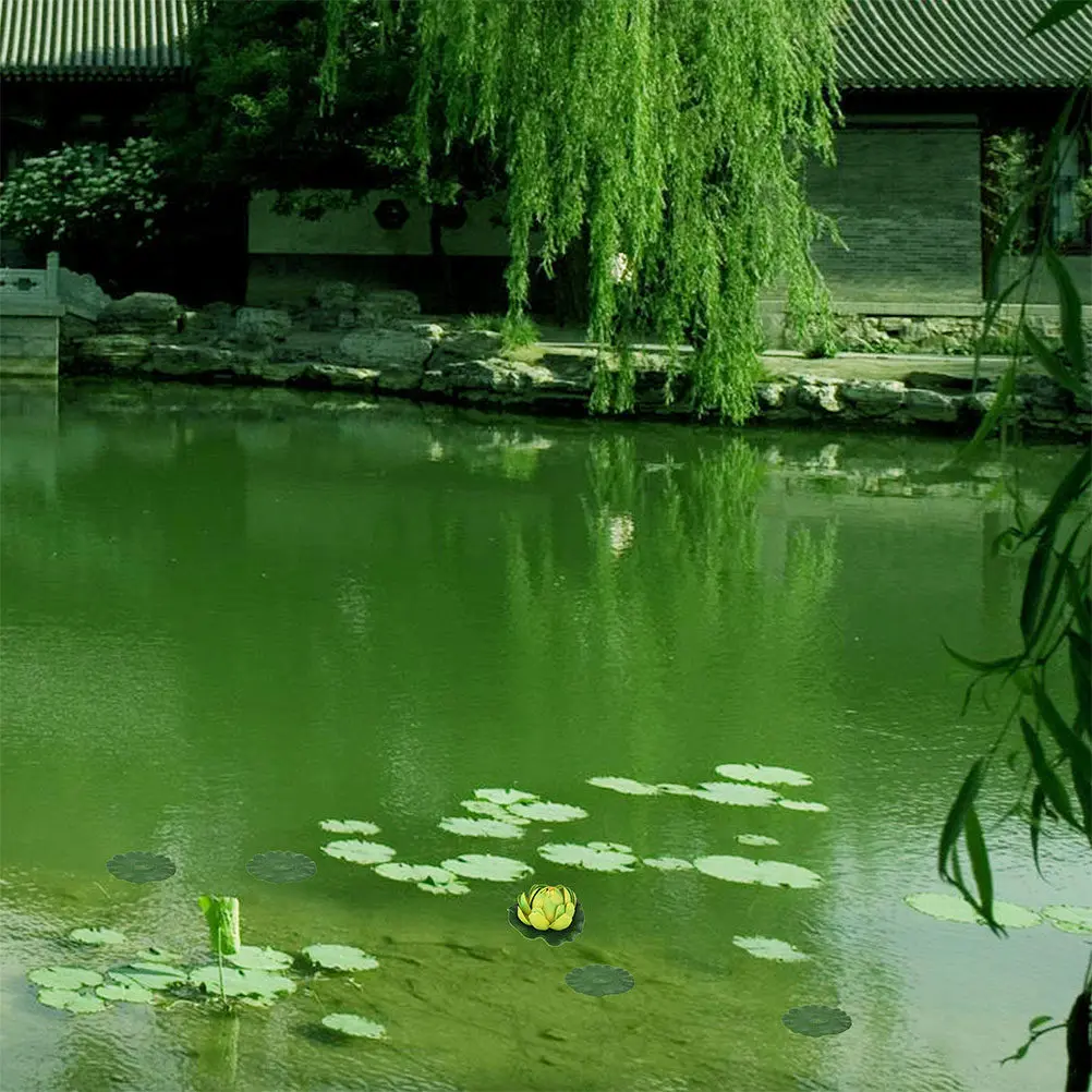 15Pcs Lifelike Lily Pads for Aquariums Ponds Floating Pond Plants Realistic Greenery Decor Fade Proof Easy Maintenance Aquatic