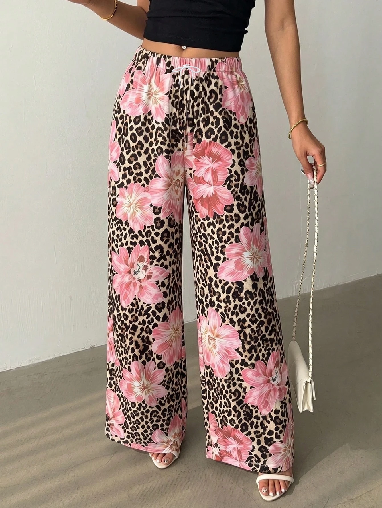 Autumn New Women's Floral Bud Fashionable Casual Loose Leg Pants Fresh Elegant Daily Wear Long Pants Vacation Streetwear Style