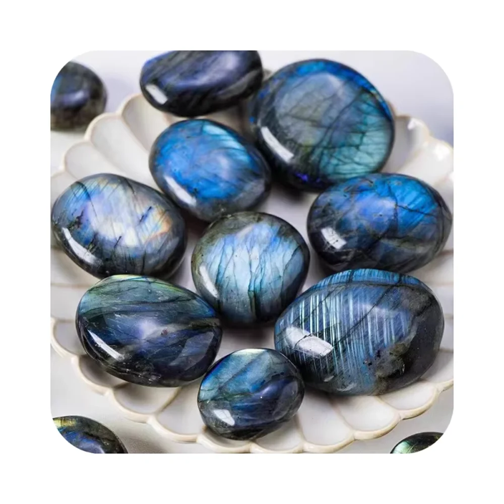 Natural Mineral Freeform Labradorite Carved blue flash Palm Stone  Healing Crystal polished gifts For Feng Shui