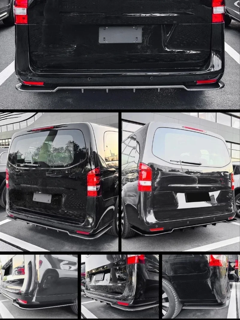 for vito W447 2026-2023 Modified Bumper Trim Black Rear Spoiler Carbon Fiber Pattern Rear Lip