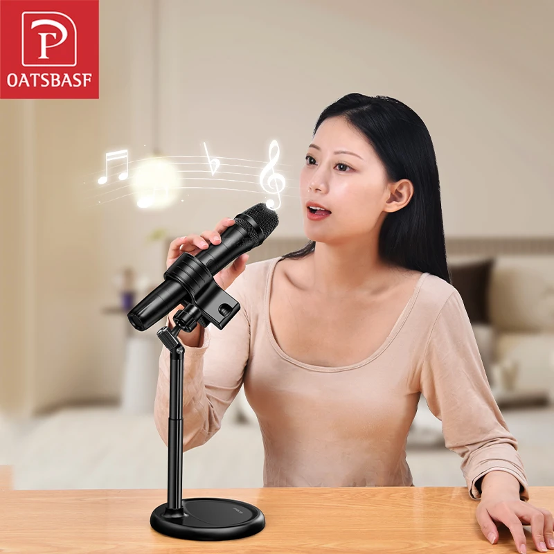 

Oatsbasf Adjustable Microphone Stand Retractable Desktop with 360° Rotating Clip Mic Stand Portable Mic Holder Hair Dryer Stand