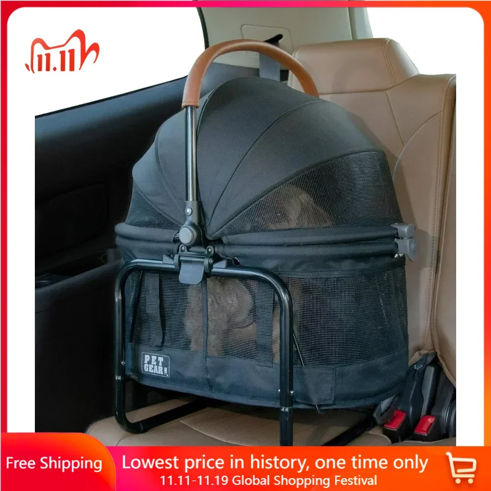 360 Pet Carrier & Car Seat with Booster Seat Frame for Small Dogs & Cats, Mesh Ventilation, Push Button Entry, Dogs Carriers