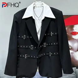 PFHQ Haute Quality Men's Blazer Fashion Temperament Single Breasted Metal Deconstruction Decoration Loose Jackets Summer 21Z4610