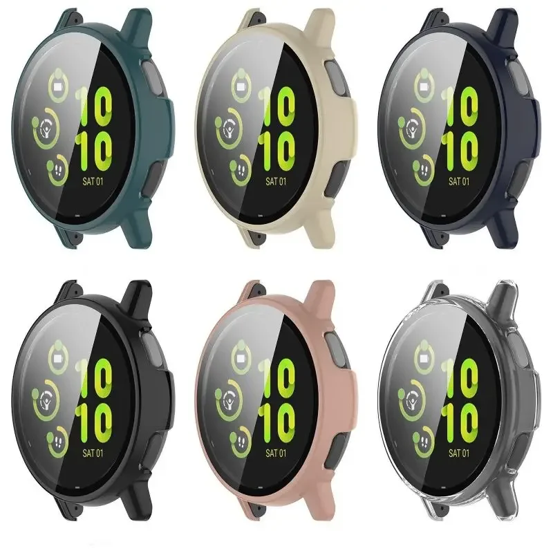 Tempered Glass Case For Garmin Vivoactive 5 / Active 5 Smart Watch Strap Screen Protector Cover Film Protective Bumper Shell
