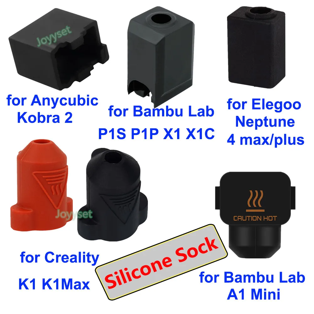 1/3/5Pcs Silicone Sock for Bambu Lab X1 P1P A1 Mini Creality K1 K1 Max Elegoo Neptune 4 Plus Anycubic Kobra 2 Block Case Sleeve