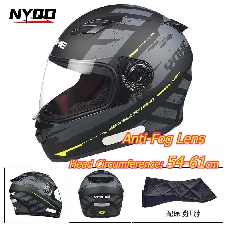 

3C Certified Motorcycle Full Face Helmet Winter Warm Anti-Fog with Neck Scarf Unisex