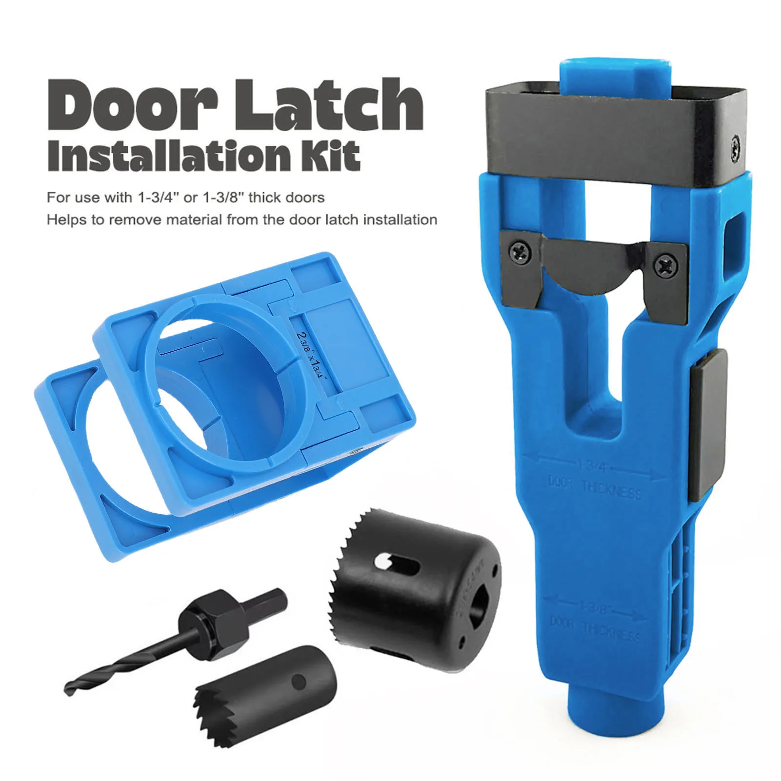 

Door Lock Installation Kit Precise Scoring Chiseling Door Latch Mortise Tool and Lock Hole Saw Kit Blue