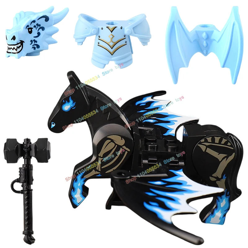 QQ04-666 série animale cheval volant Dragon chevalier cheval de guerre supports assemblage blocs de construction figurines d'action accessoires jouets