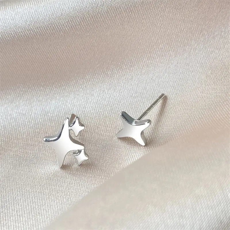 ZAKOL Fashion Silver Color AB Style Asymmetric Star Earrings for Women Super Fairy Stud Earring Simple Jewelry