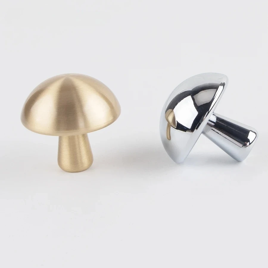 Creative personality solid brass mushroom head gold furniture handle kitchen dresser cabinet drawer bright chrome handles