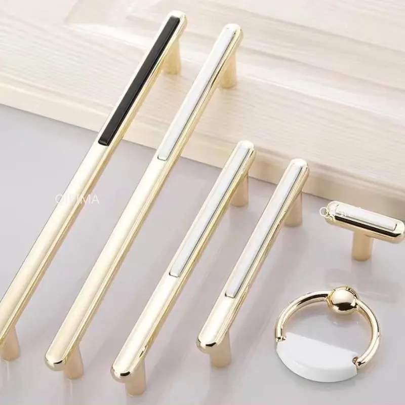 1Pc Kitchen Door Handles for Furniture Gold White Handle Zinc Alloy Creamic Handle Gold Black Grey Cabinet Knobs Drawer Pulls