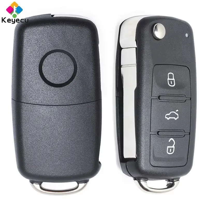 KEYECU Kluczyk zdalnego sterowania typu flip do Volkswagen Caddy Polo Transporter Beetle Jetta Touran Golf 6 Tiguan Eos Sharan UP 5K0 837 202 AJ